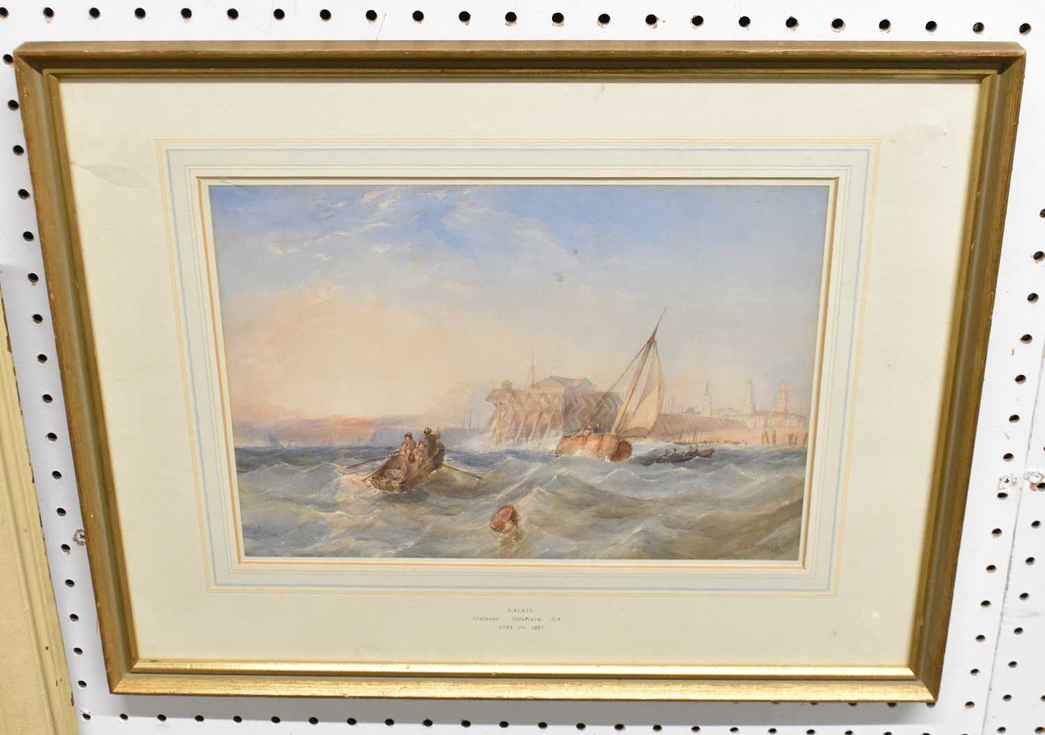 FOLLOWER OF CLARKSON STANFIELD (1793-1867); watercolour, stormy shipping scene, bears signature