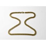 A 9ct gold modern flat curb necklace with lobster claw clasp, approx. 43.5g.Length approx. 57cm