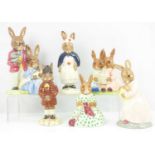 ROYAL DOULTON; six Bunnykins figures comprising DB74 'Nurse', DB61 'Brownie', DB167 'Mother and