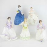 ROYAL DOULTON; five porcelain figures comprising HN4098 'Suzanne', HN3766 'Anita', HN3420 '