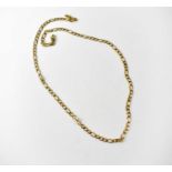 A 9ct gold flat figaro curb necklace with lobster claw clasp, approx. 6.8g.Length 45cm