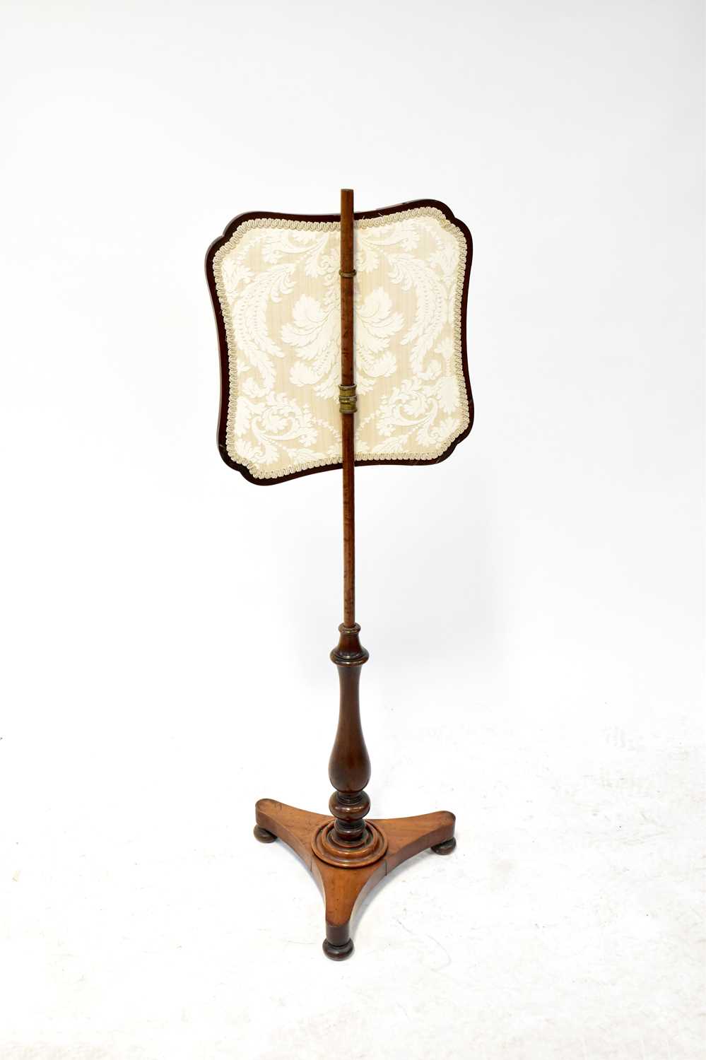 A Victorian mahogany adjustable pole screen decorated with a needlework panel depicting flowers, - Image 2 of 4