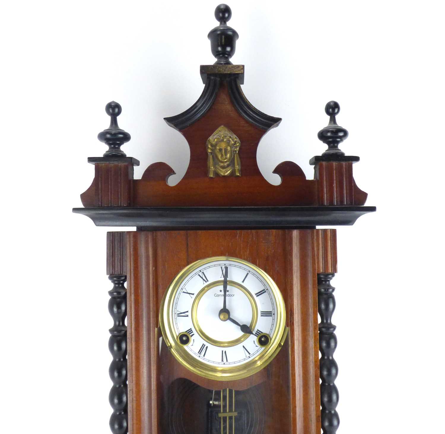 COMMADOOR; a modern mahogany cased Vienna-style wall clock, the white enamelled dial set with - Image 2 of 5