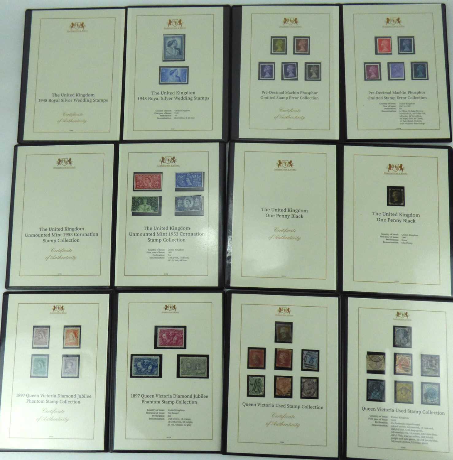 HARRINGTON & BYRNE; six folders containing speciality stamp collections, comprising 'The United