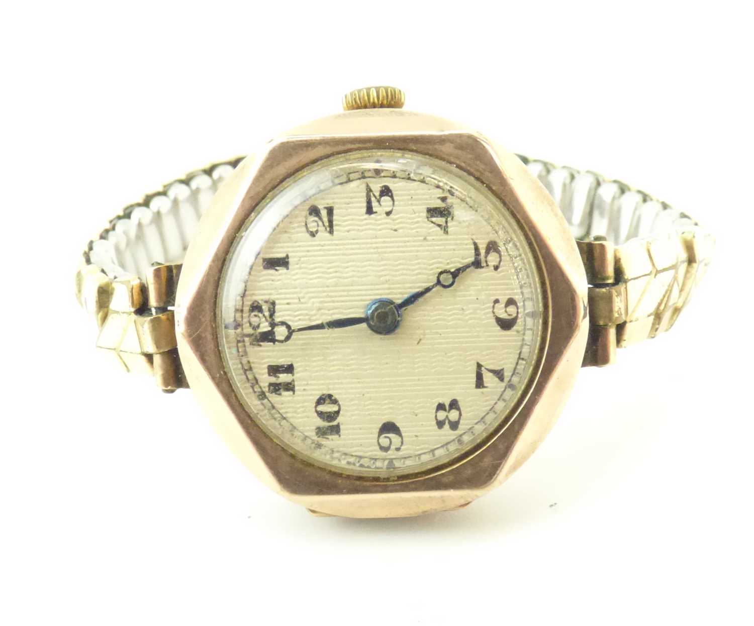 A vintage 9ct gold ladies' wristwatch, the silvered dial set with Arabic numerals, in a 9ct gold - Image 3 of 3