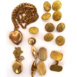 Various items of jewellery to include a single 18ct gold cufflink, approx. 5g and various gold-