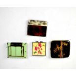 Four vintage compacts and cigarette cases to include a green combination example.