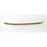 A large 9ct gold fancy oval link bracelet with spiral joining links and ring clasp, approx. 38.2g.