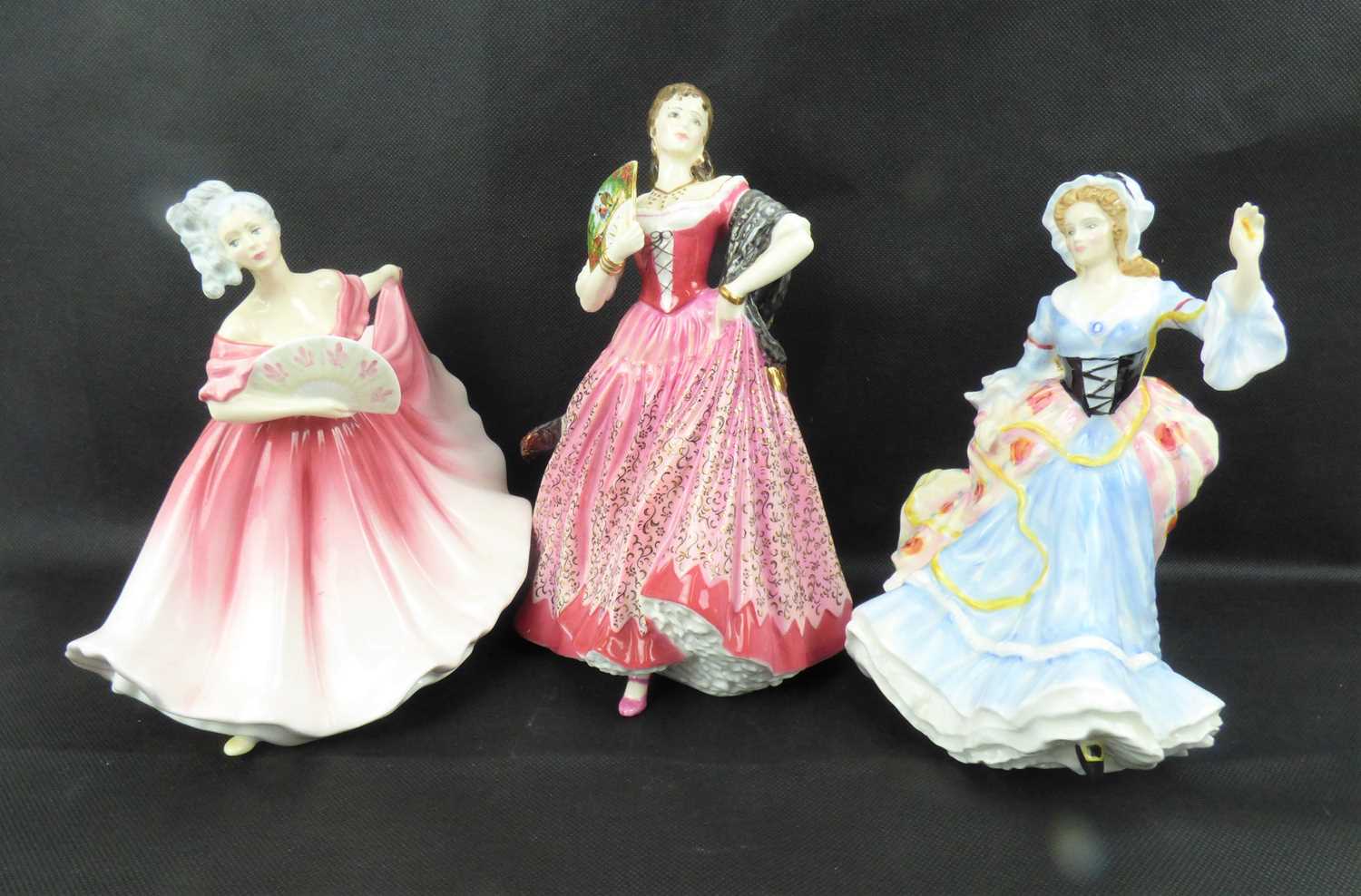 ROYAL DOULTON; three porcelain figures, HN3307 'Elaine', HN3627 'Ladies of the British Isles' and