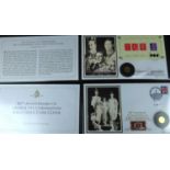JUBILEE MINT; two 9ct gold coin commemorative covers, comprising '80th Anniversary of George VI