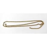 A 9ct gold thin belcher link necklace with hoop clasp, approx. 6.7g.Length 60cm
