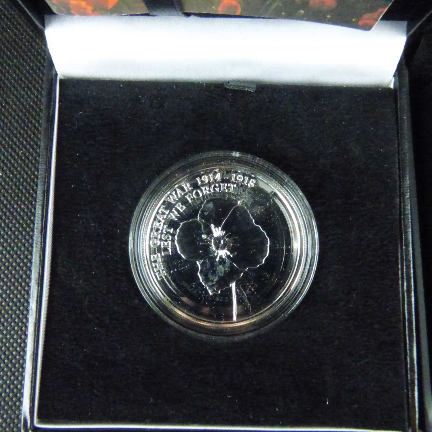 Two silver commemorative coins comprising Bradford Exchange 'The Official Lest We Forget Remembrance - Image 2 of 3