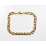 A 9ct gold double link bracelet with lobster claw clasp, approx. 6.7g.Length 19cm