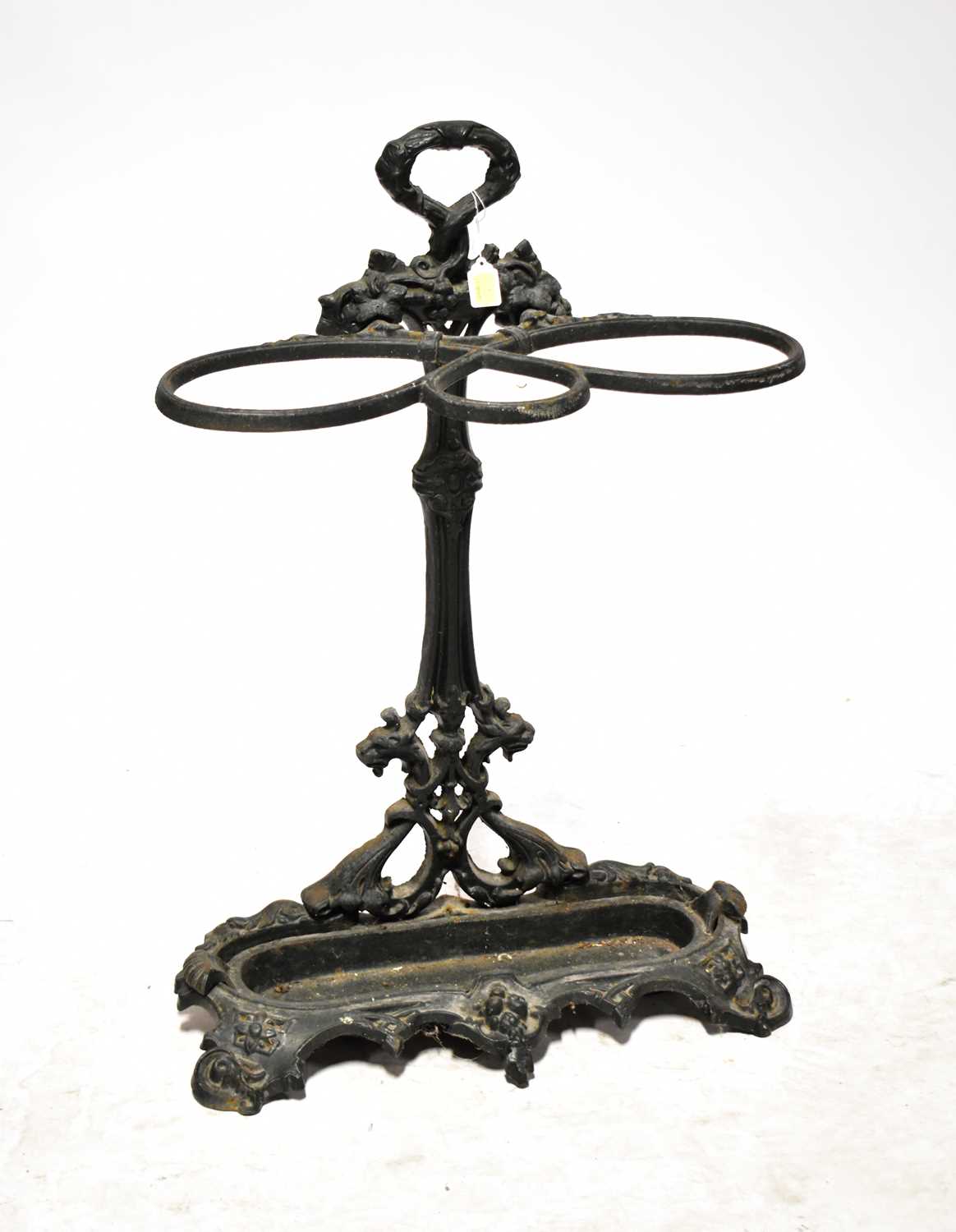 A 19th century Coalbrookdale-style stick and umbrella stand with cast Classical design featuring