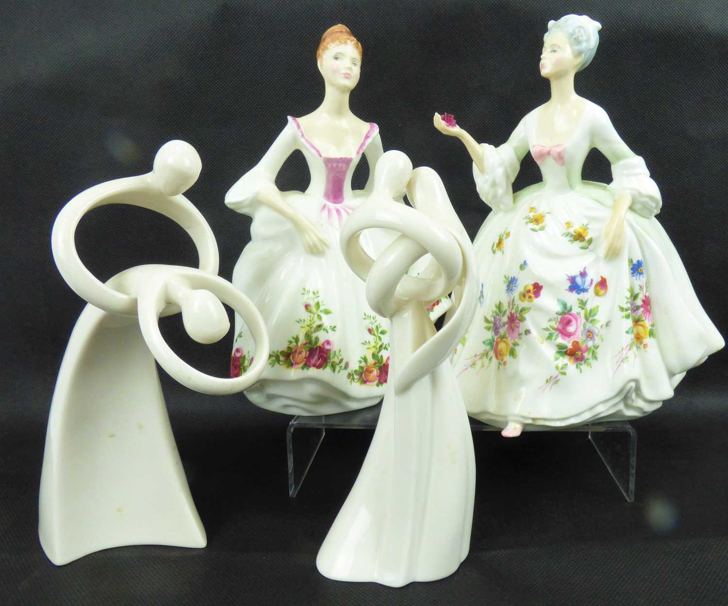 ROYAL DOULTON; two porcelain figures HN2468 'Diana' and HN3221 'Country Rose', together with two '