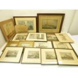 Approximately sixteen 18th and 19th century maritime engravings to include Britannic on choppy