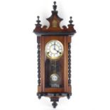 COMMADOOR; a modern mahogany cased Vienna-style wall clock, the white enamelled dial set with