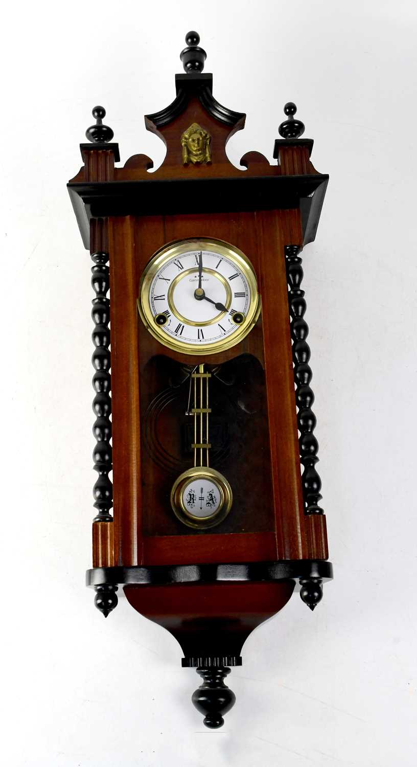 COMMADOOR; a modern mahogany cased Vienna-style wall clock, the white enamelled dial set with - Image 5 of 5