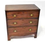 A Georgian mahogany three-drawer chest of small proportions, raised on bracket feet.Dimensions: 76 x