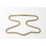 A 9ct gold flat curb necklace with lobster claw clasp, approx. 12.1g.Length 47cm