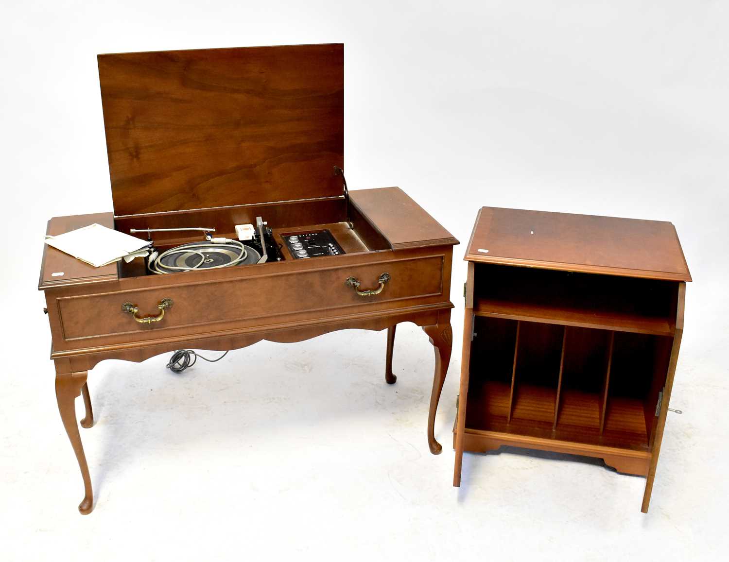 DYNATRON; an RG86 burr walnut and mahogany crossbanded radiogram fitted with a Garrard Model SP25 - Image 2 of 2