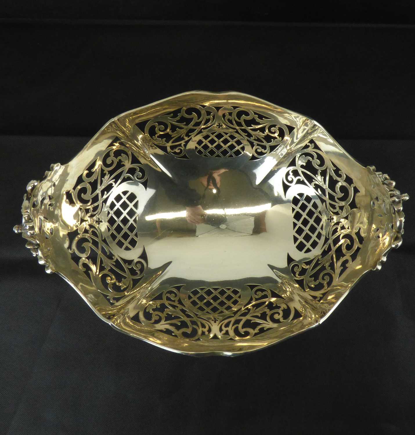 A large and impressive George V hallmarked silver fruit bowl with scroll and swagged shaped rim, - Image 2 of 2