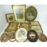 A quantity of various 18th and 19th century oil paintings and watercolours to include portraits of