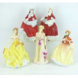 ROYAL DOULTON; five porcelain figures from the 'Pretty Ladies' range, comprising HN5314 'Winter',