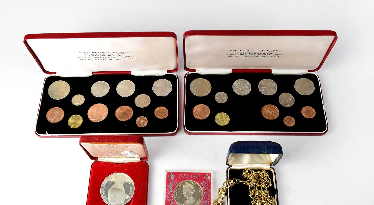 Two cased sets of mint Elizabeth II 'Great Britain's Last Issue Using the £.s.d', together with - Image 3 of 3