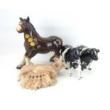 BESWICK; two Friesian bulls, 'CH Coddington Hilt Barn', a small Friesian calf, a Heredities