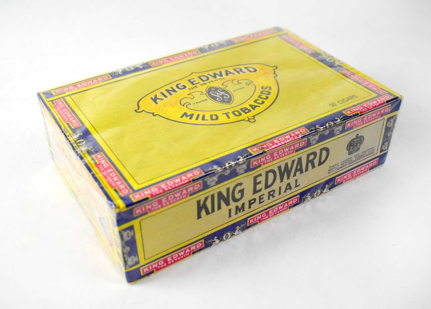 A sealed box of fifty King Edward VII Imperial Mild Tobacco cigars.