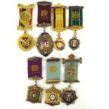 Nine silver and silver gilt Royal Order of Buffalo jewels, to include 'Roll of Honour', 'President',