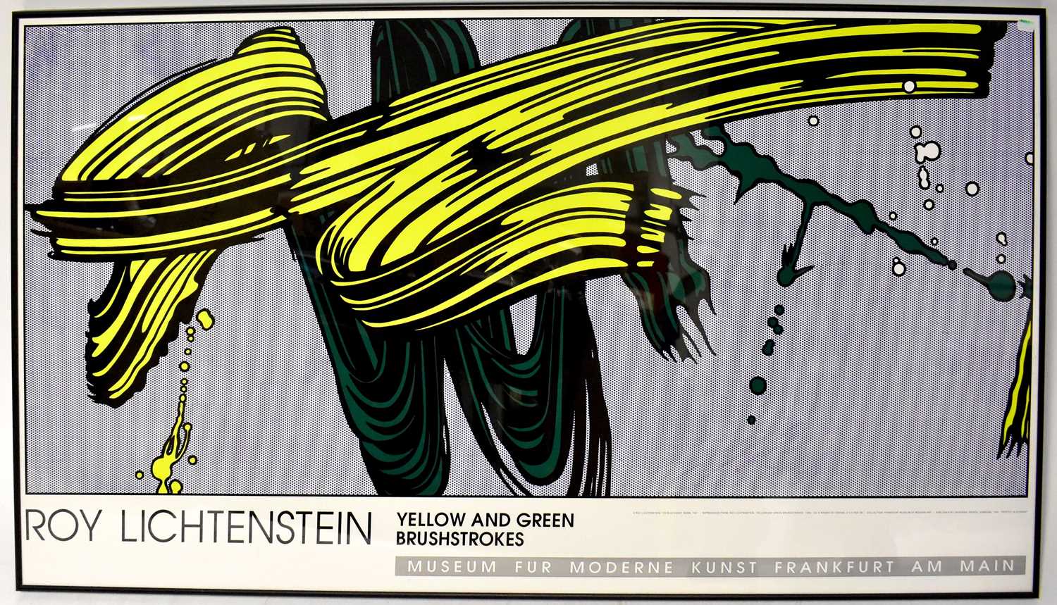 X ROY LICHTENSTEIN (b. 1923-d. 1997); a silk screen print titled 'Yellow and Green Brushstrokes',