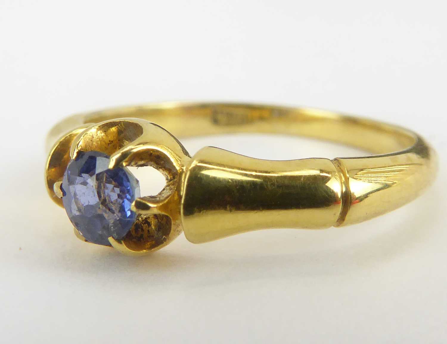 Two 18ct gold dress rings comprising an example with three channel set sapphires separated with - Image 4 of 6