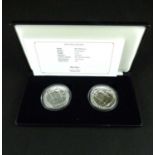 JUBILEE MINT; a set of two Once Ounce Fine Silver Britannia encapsulated coins, 2015 and 2016,