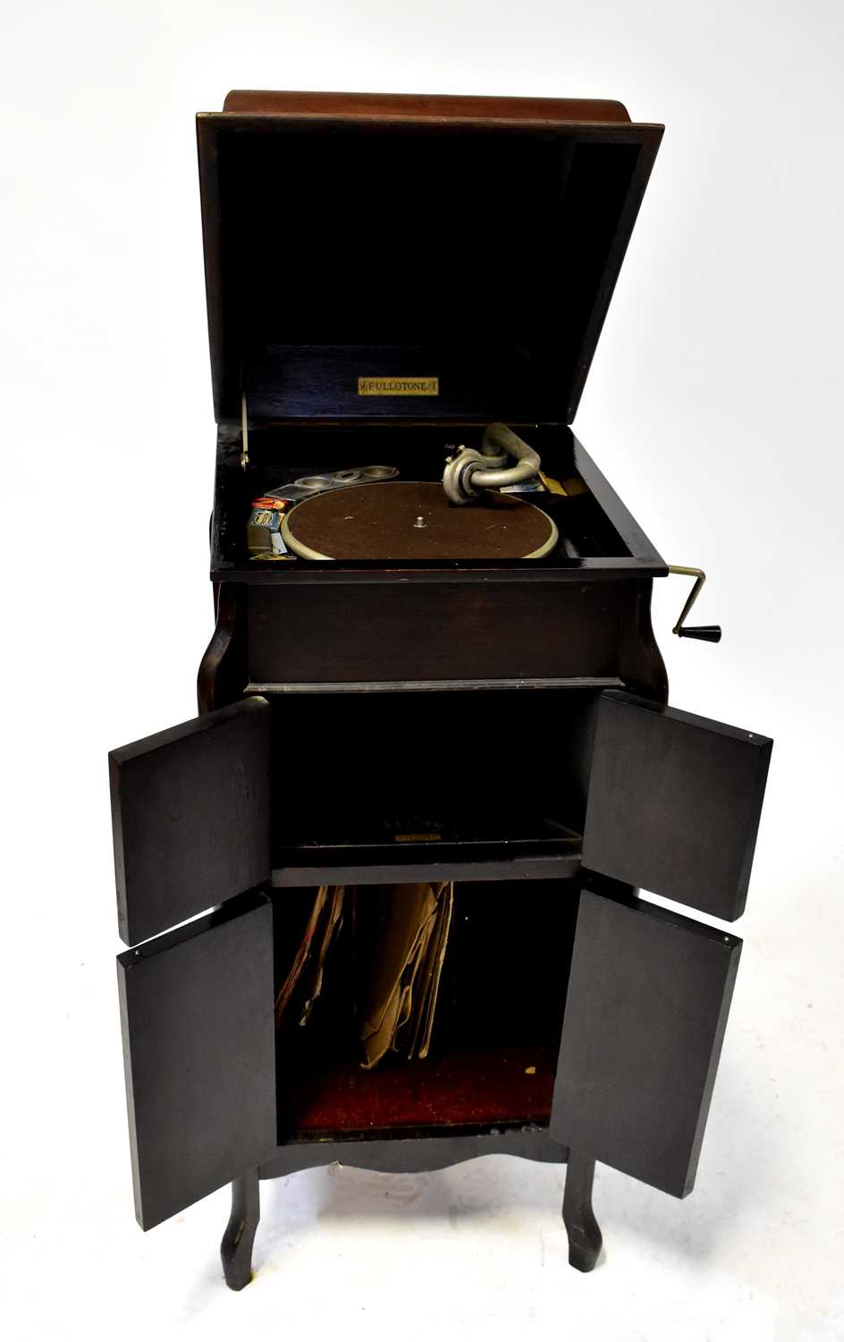 An Edwardian Fullotone mahogany cased wind-up gramophone with a quantity of spare needles by - Image 2 of 3