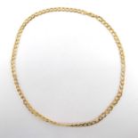 A 9ct bright gold flat curb necklace with lobster claw clasp, approx. 4.7g.Length 45cm