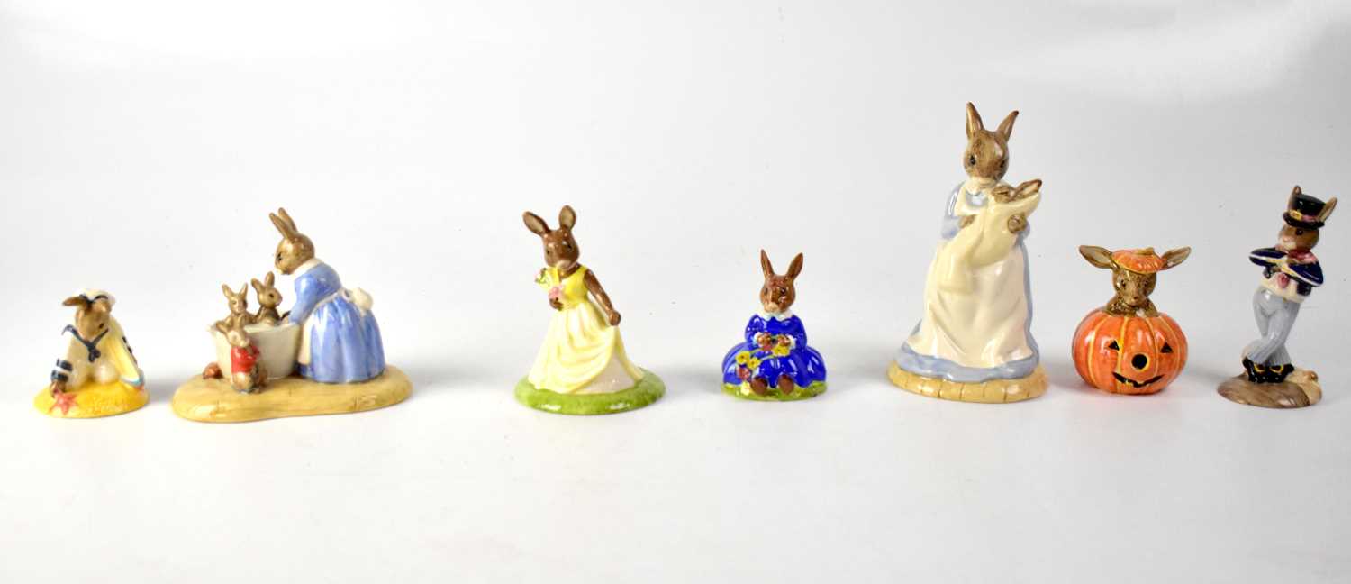 ROYAL DOULTON; seven Bunnykins figures, 'With Love Bunnykins', 'Halloween Bunnykins', 'Daisy