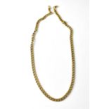 A 9ct gold flat link curb necklace with lobster claw clasp, approx. 44g (af).Length approx 56cmThe