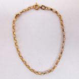 A 9ct gold dainty belcher link bracelet/anklet, approx. 1.5g.Length 18cm