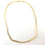 A 9ct gold flat curb necklace with lobster claw clasp, approx. 15g.Length 51cm