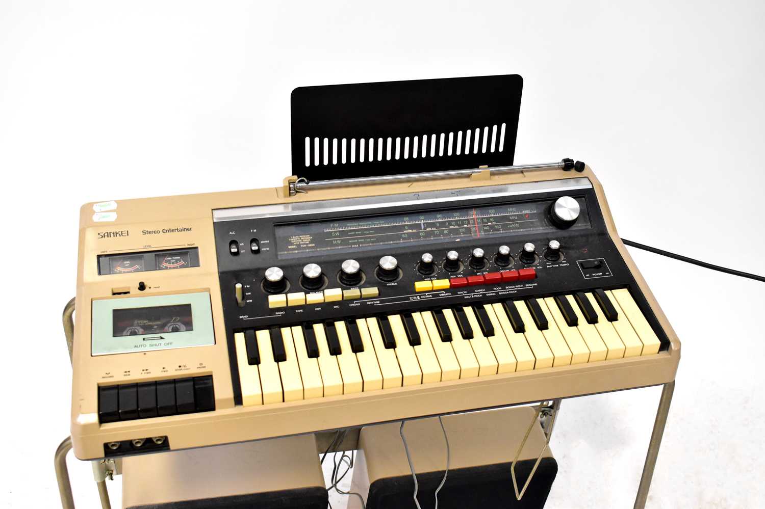 A Sankei Stereo Entertainer comprising a keyboard with stereo radio and cassette player, on a - Image 2 of 2