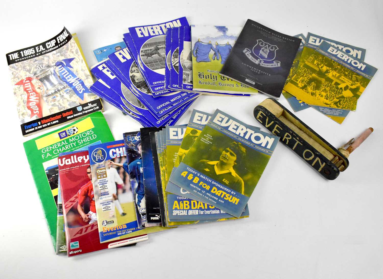 A quantity of Everton FC programmes, non-consecutive dates from 1969, 70, 77 and 96 seasons, David