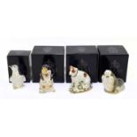 ROYAL CROWN DERBY; four animal form paperweights to include ‘Parsons Jack Russell Terrier’, ‘Fairy