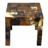 A modern simulated tortoisehsell mounted square occasional table, height 42.5cm, width 45cm, depth