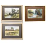 † COLIN RADCLIFFE; three watercolours, ‘Road through Ceriog Valley’, dated 1976, ‘The House in the