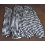 Two pairs of lined and interlined blue gingham style curtains, one pair approximately drop 239cm,