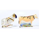 ROYAL CROWN DERBY; two animal form paperweights comprising 'Lily' numbered 16/150, and a model of