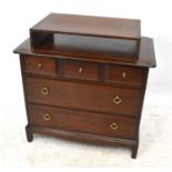 STAG; a chest of drawers, three short over two long, height 86cm, length 81cm, depth 47cm.