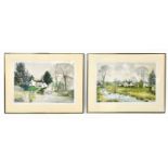 † JEREMY KING (born 1933); a pair of pencil signed limited edition prints, Hawkshead Court House
